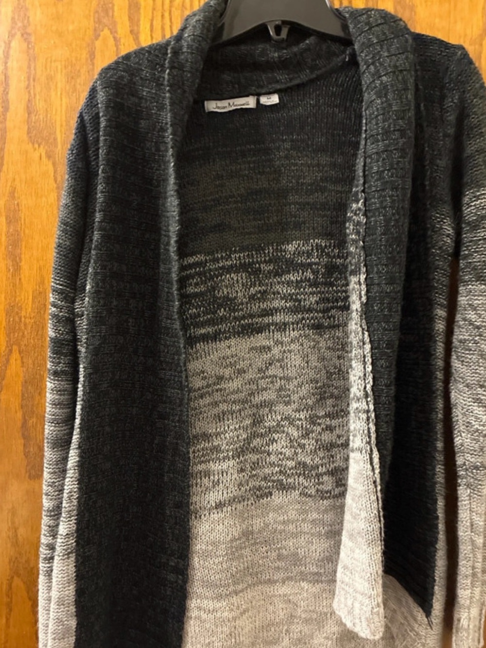jason maxwell Ombre Open-Front Shawl Cardigan in Black and Gray